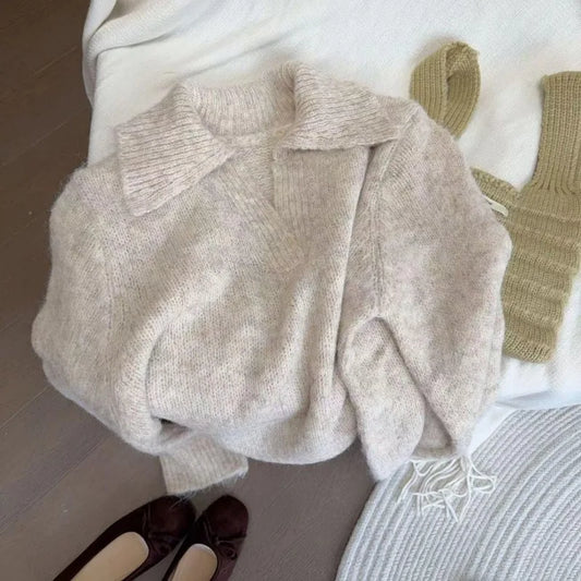 Adora Milano Gentle Style Pullover Long Hair Knitted Sweater