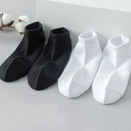 Adora Milano Pure Cotton Summer Men's Boat Socks Black White Solid Colour