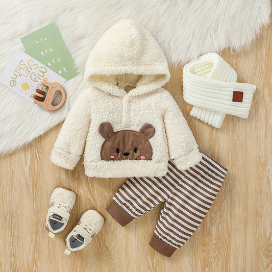 Adora Milano Baby Boys  Newborn-6M Winter Long Sleeve Cartoon Bear  Hooded Coat