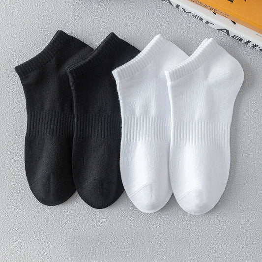Adora Milano Pure Cotton Summer Men's Boat Socks Black White Solid Colour