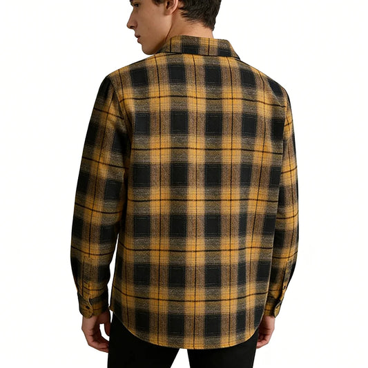 Adora Milano Men's Spring Autumn Plaid Button Down Shirt Long Sleeve Casual
