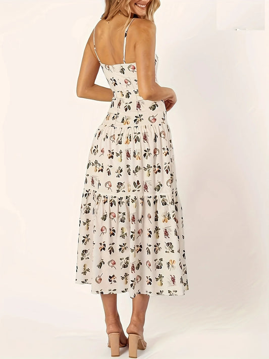 Adora Milano Women's Elegant Summer Floral Print Slip Dress Summer Vacation Dress