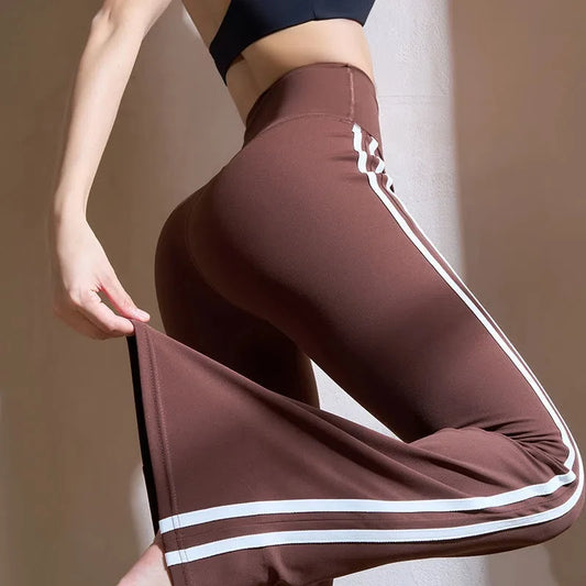 Adora Milano Striped Micro-flare Yoga Pants Fitness Pants Sports