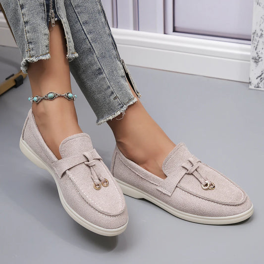 Adora Milano Shoes Women's Soft Leather Retro Lazy Thick Sole Flat Bottom Comfortable