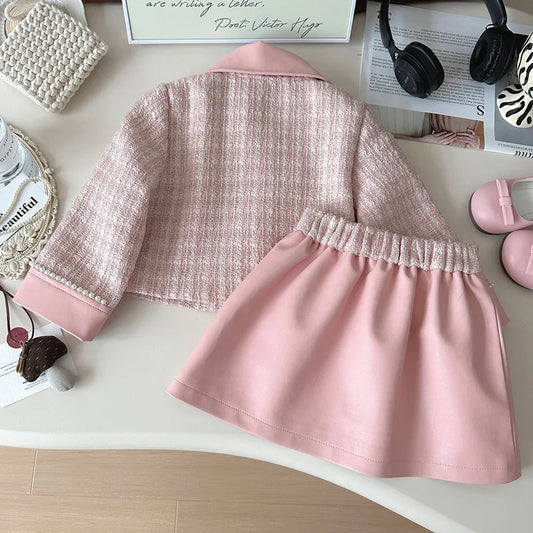 Adora Milano Spring Kids Girls Turn Down Collar Bow Pink Baby Girls Coat