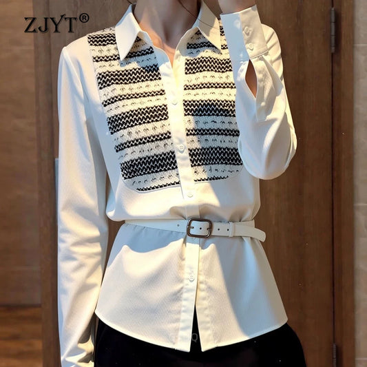 Adora Milano 100% Cotton Women's Shirts & Blouses Long Sleeve Top