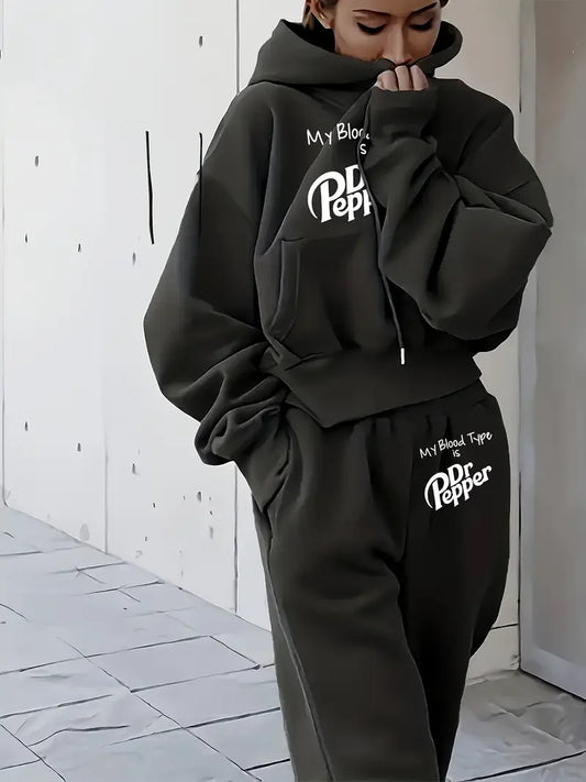 Adora Milano Women's winter fashion two-piece set hoodie Soft Fleece