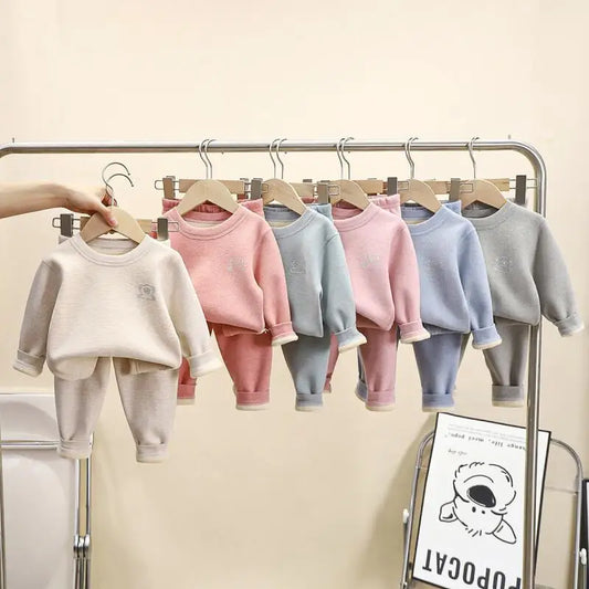 Adora Milano Kids Thermal Underwear Set Solid Color Seamless