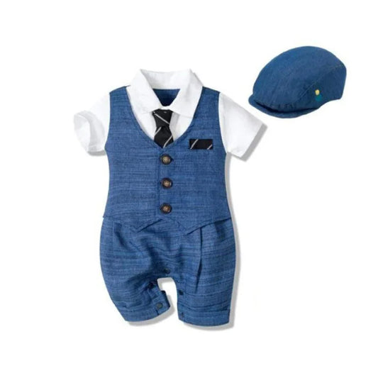 Adora Milano Newborn Romper with Hat Striped Overalls for Baby Clothes Jumpsuit 3 6 9 12 18 24 Months