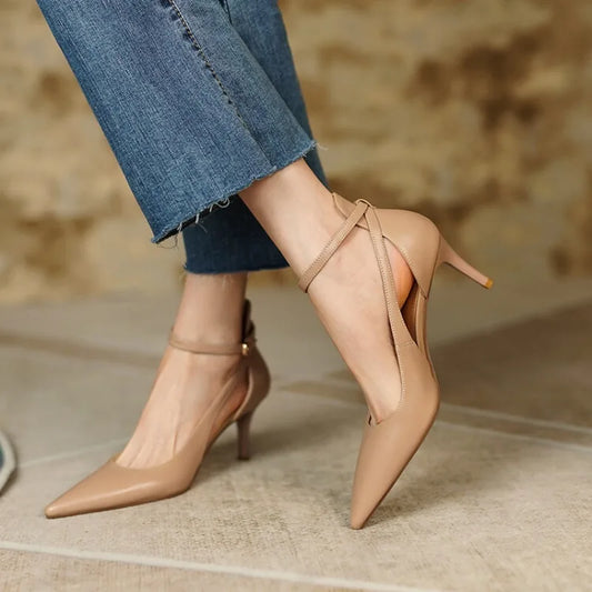 Adora Milano Heel Strap High Heels Casual Flats Rubber Material