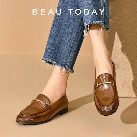 Adora Milano Shoes Women Loafers Cow Leather Sheepskin Rubber Formal Business