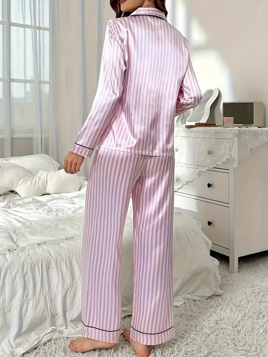Adora Milano Winter Striped Pajamas Set for Women Sleepwear