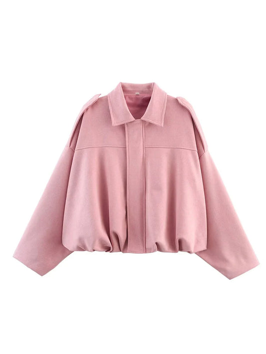 Adora Milano Women Suede  Jacket Spring New Fashion Long Sleeve Zipper Oversize