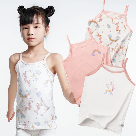 Adora Milano Girls Cotton Tops Breathable Underwear Tank Kids Undershirts Cute Tank Tops