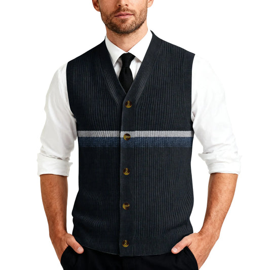Adora Milano Men'S Sleeveless Knit Cardigan Sweater Warm Knitted Casual Button Coat Men'S Vest
