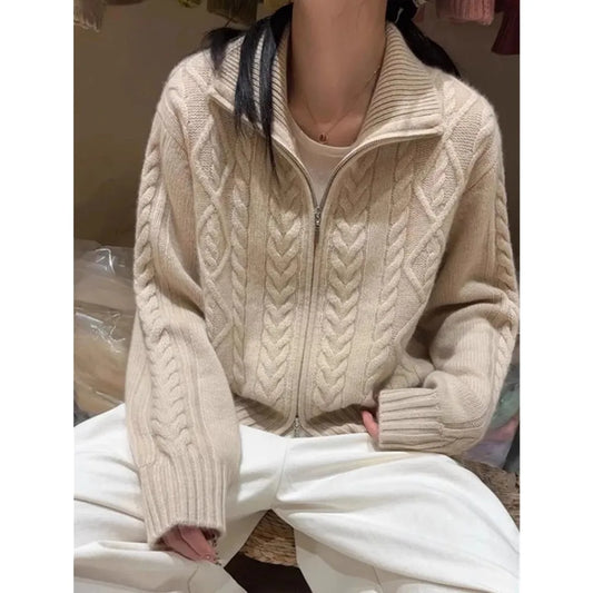 Adora Milano women high neck loose and soft sweater for autumn and winter wool knitted