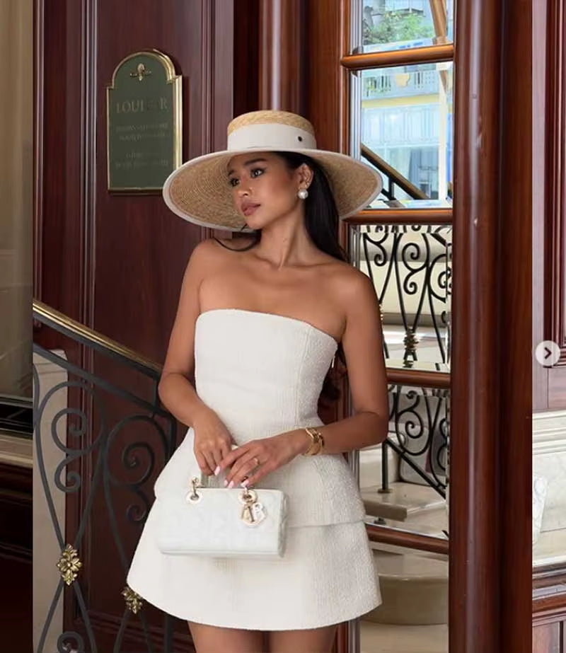 Hepburn Style Summer Straw Hat French Elegant Ladies Seaside Travel Sun Hat Bow Ribbon Flat Top Wide Brim Straw Hat 여름모자