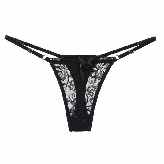 ALLTOOALL Sexy Lace Underwear for Women Low Rise Adjustable Thongs Transparent G-String Female Breathable Underpants Lingerie