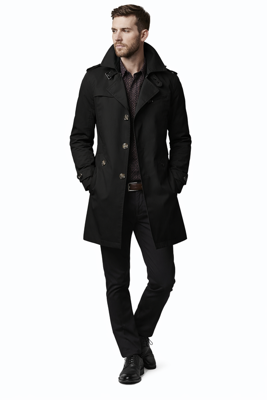 Adora Milano Men's  Breasted Cotton Jacket Office Casual  Trench Coat