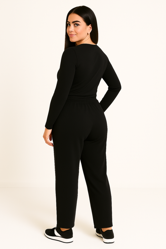 Adora Milano Full Size Casual Long Sleeve Top and Pants Set Plus Size